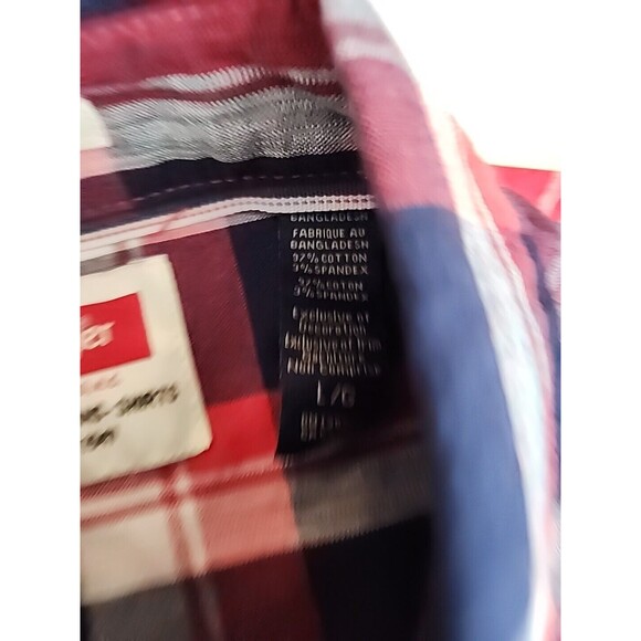 NWT Wrangler Slim Fit Flex Mens Long Sleeve Plaid Shirt Large Button Down Untuck - Picture 11 of 11